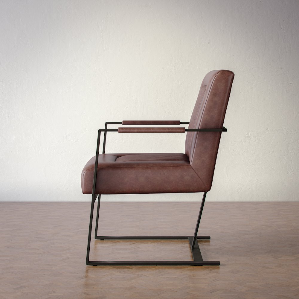 Maguire Modern Industrial Genuine Leather Sled Chair. Picture 10
