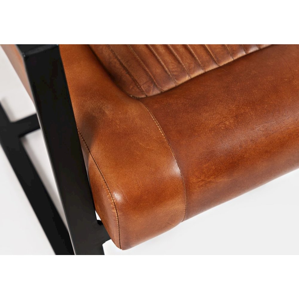 Maguire Modern Industrial Genuine Leather Sled Chair. Picture 5