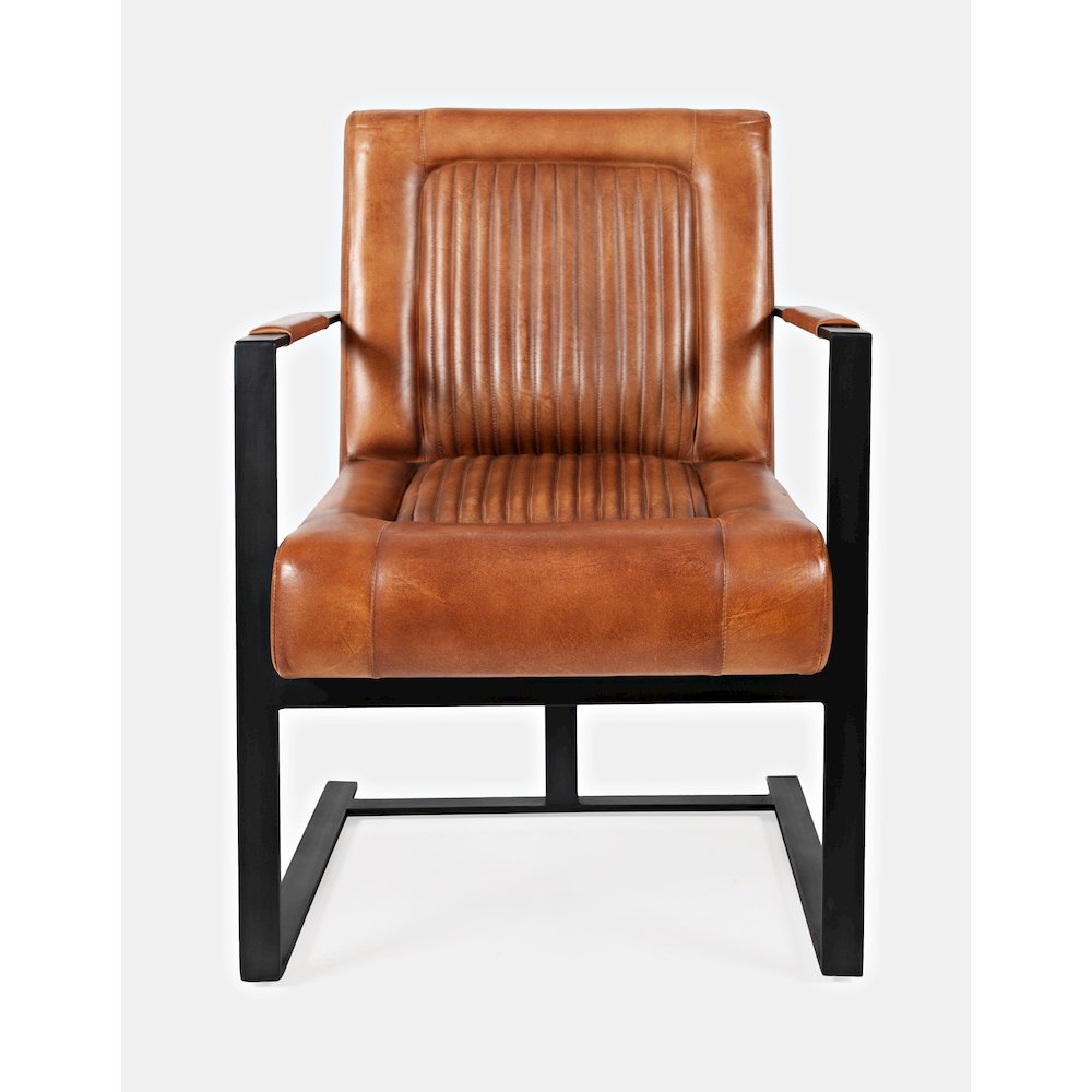 Maguire Modern Industrial Genuine Leather Sled Chair. Picture 1