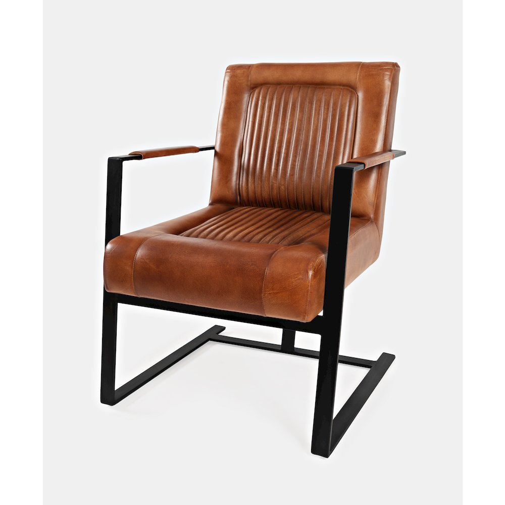 Maguire Modern Industrial Genuine Leather Sled Chair. Picture 4