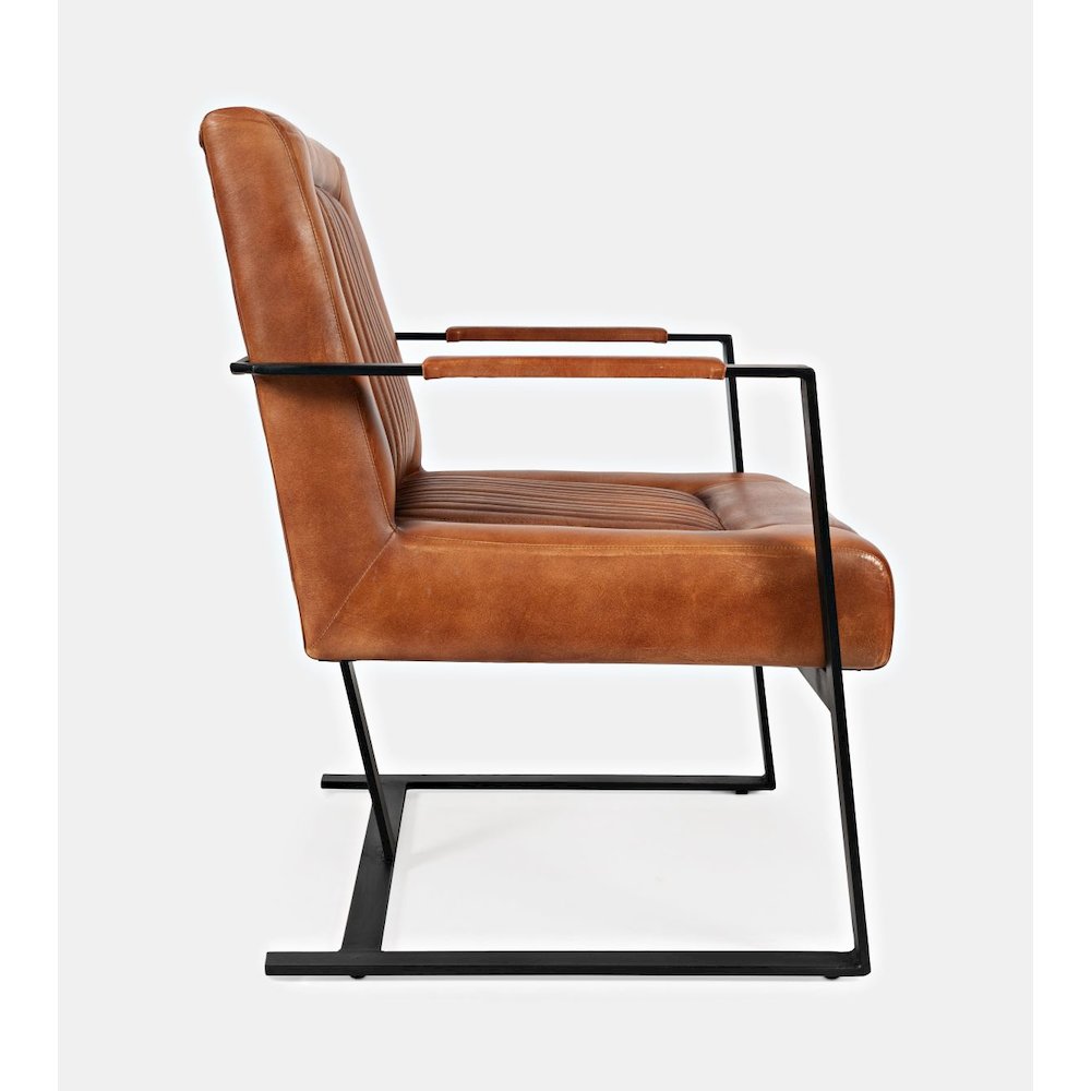 Maguire Modern Industrial Genuine Leather Sled Chair. Picture 6