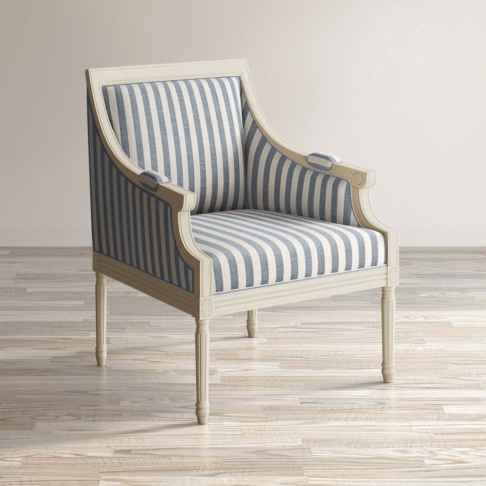 McKenna French Detailing Solid Wood Upholstered Accent Chair - KD. Picture 8