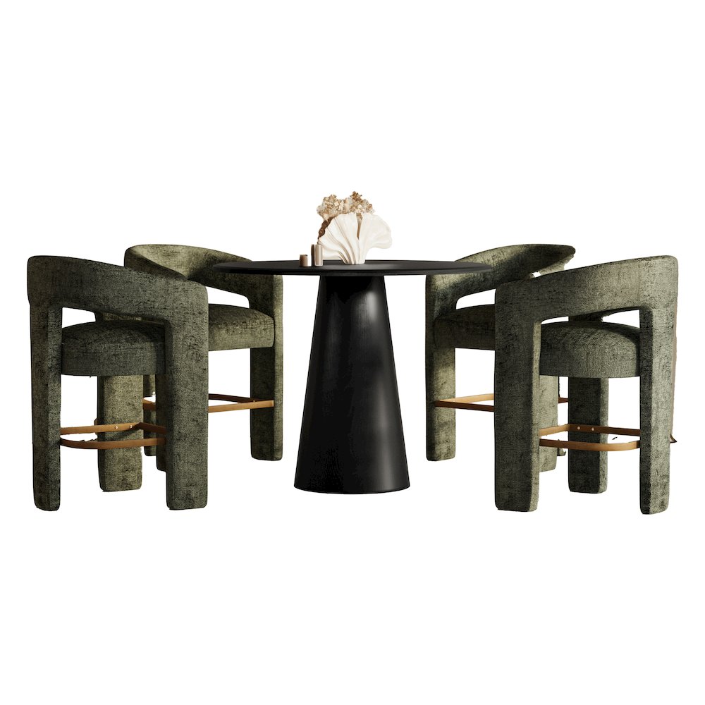 Luxury Mid-Century Modern Five Piece Counter Height Dining Set. Picture 1