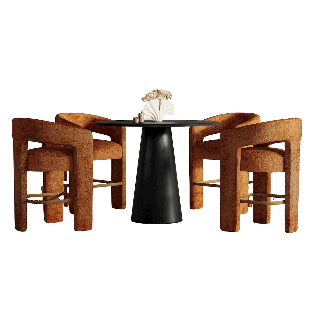 Luxury Mid-Century Modern Five Piece Counter Height Dining Set. Picture 1