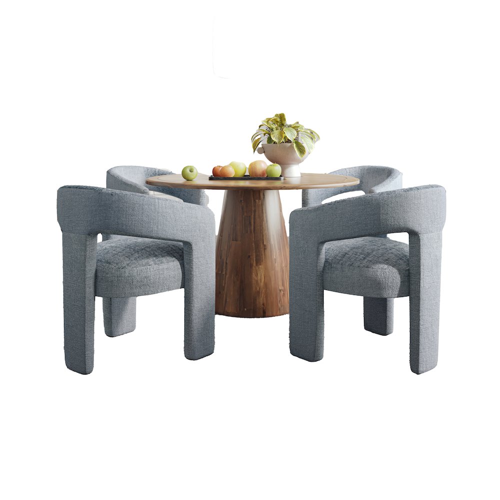 Gwen Luxury Mid-Century Modern Five Piece Dining Set with Upholstered Chairs. Picture 1