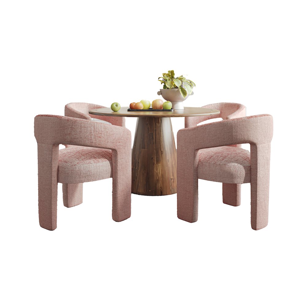 Gwen Luxury Mid-Century Modern Five Piece Dining Set with Upholstered Chairs. Picture 1