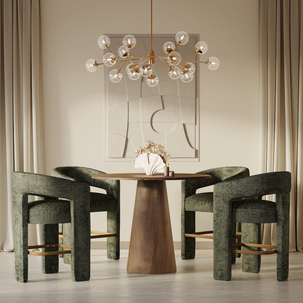 Luxury Mid-Century Modern Five Piece Counter Height Dining Set. Picture 10