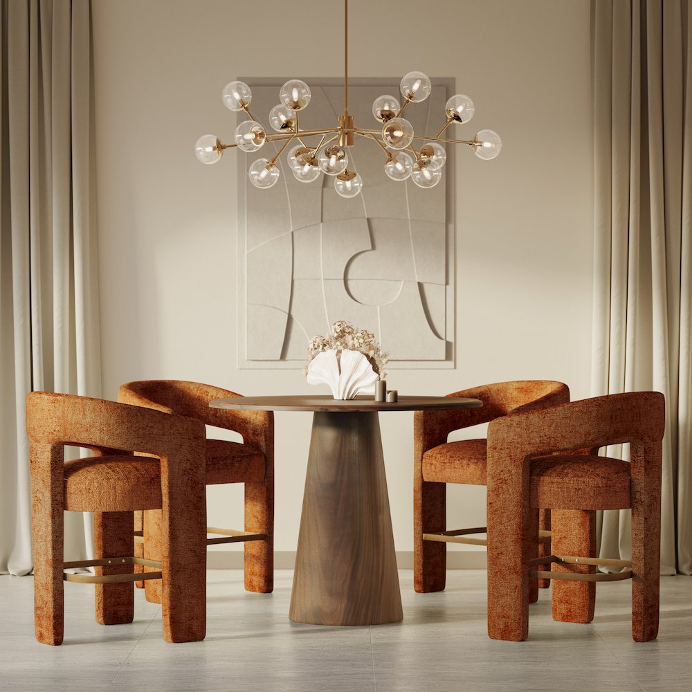 Luxury Mid-Century Modern Five Piece Counter Height Dining Set. Picture 10