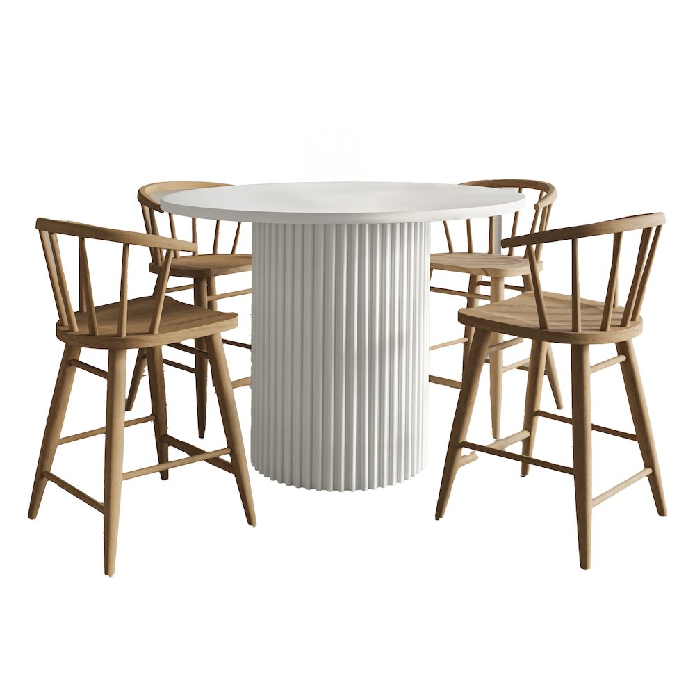 5-Piece Counter Height Dining Set with Round Table and Spindle Back Barstools. Picture 2
