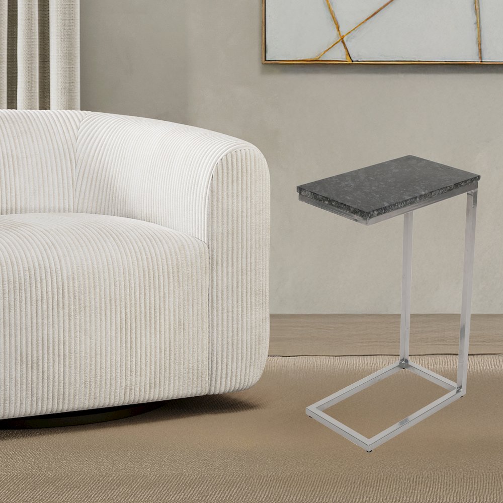 Aurora Solid Marble Modern Luxury Glam Accent C-Table (Set of 2). Picture 9