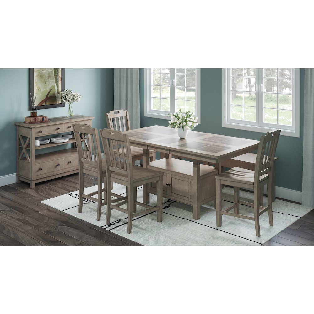 Solid Wood Slatback Handle Counter Height Barstool (Set of 2). Picture 6