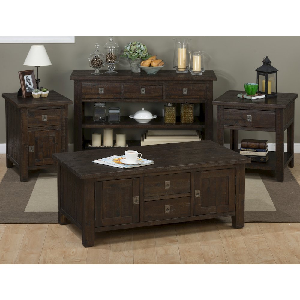 Kona Grove Distressed Rustic Solid Acacia Square End Table. Picture 3