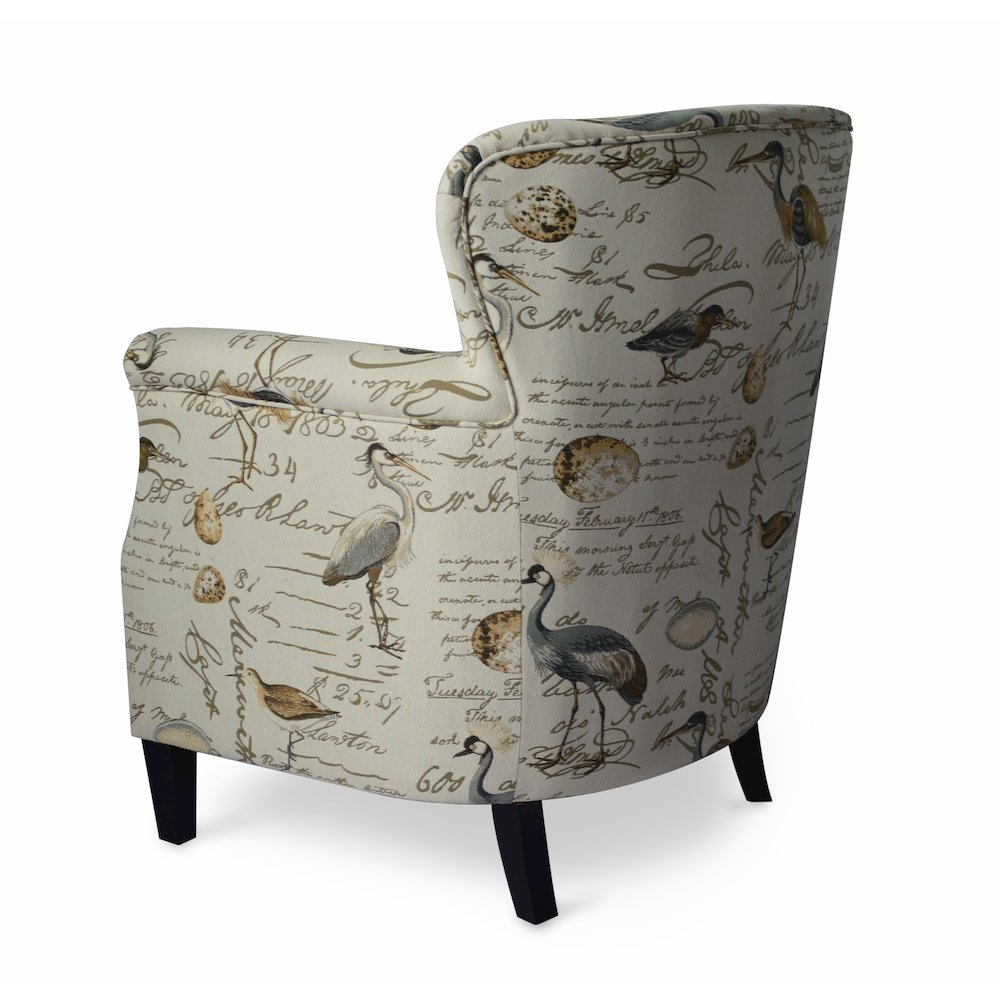 Phoebe Avian Bird Pattern Upholstered Accent Chair with Nailhead Trim. Picture 4