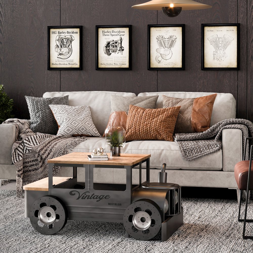 Roadie 41" Vintage Truck Solid Wood and Metal Unique Coffee Table with Storage. Picture 12