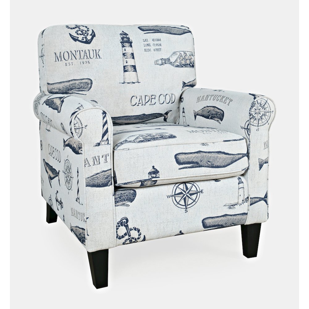 Seafarer Coastal Nantucket Cape Nautical Upholstered Accent Chair. Picture 3