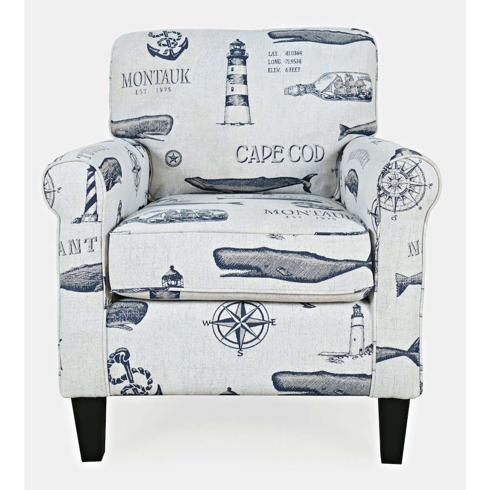 Seafarer Coastal Nantucket Cape Nautical Upholstered Accent Chair. Picture 1