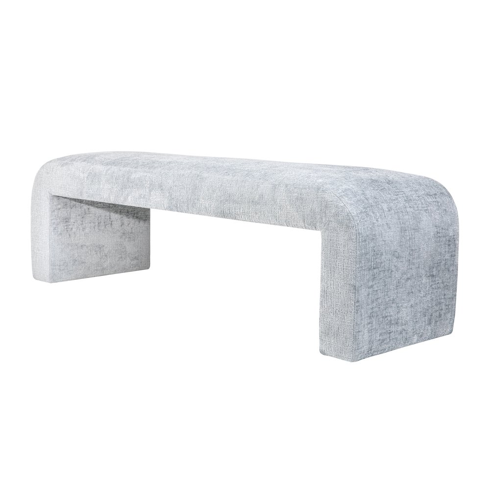Sophia Modern Luxury Curved Upholstered Waterfall Jacquard Bench - Large. Picture 2