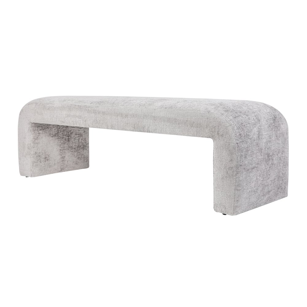 Sophia Modern Luxury Curved Upholstered Waterfall Jacquard Bench - Large. Picture 2