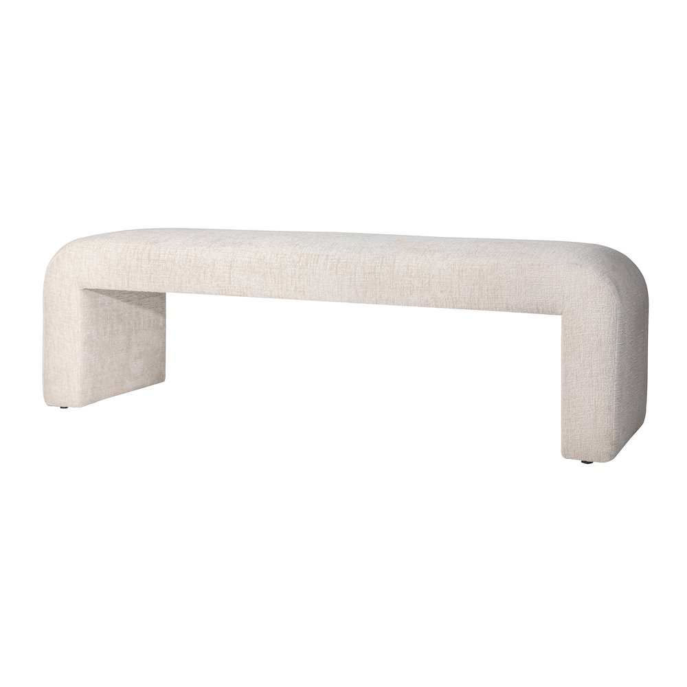 Sophia Modern Luxury Curved Upholstered Waterfall Jacquard Bench - Large. Picture 3