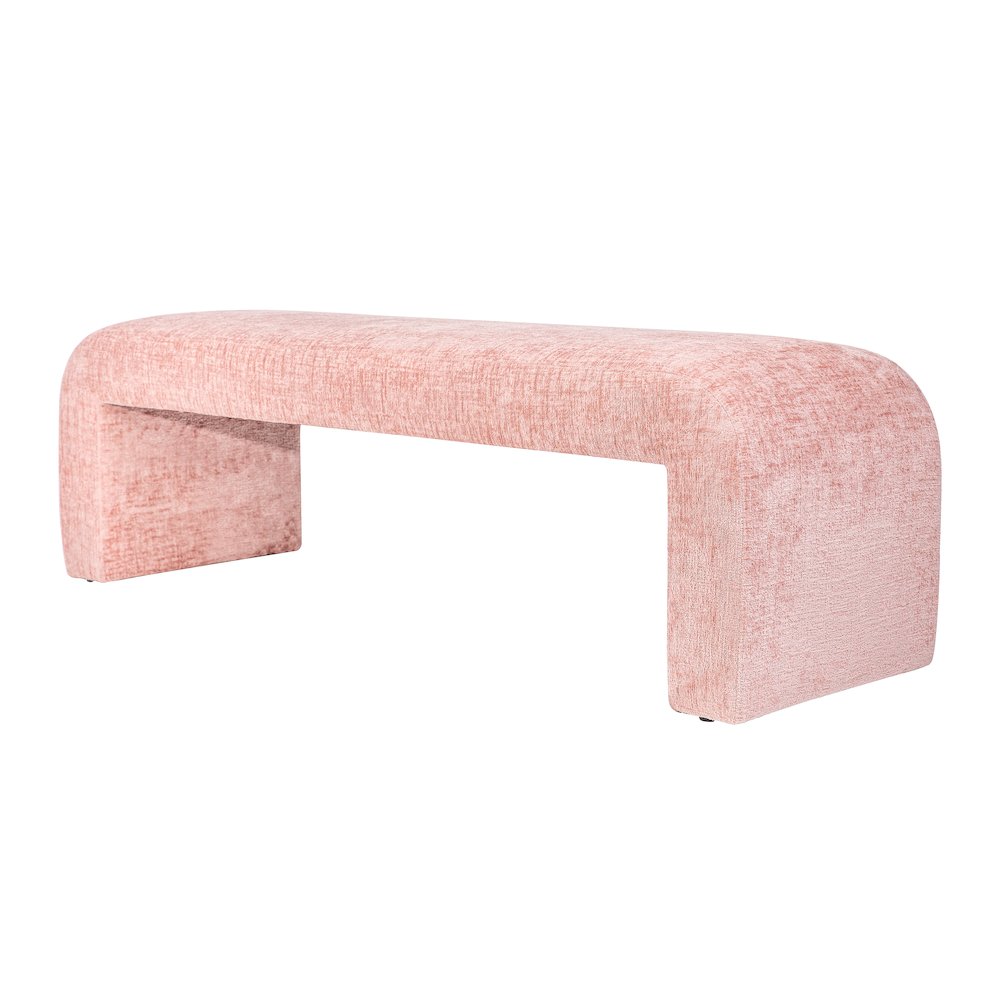 Sophia Modern Luxury Curved Upholstered Waterfall Jacquard Bench - Large. Picture 2