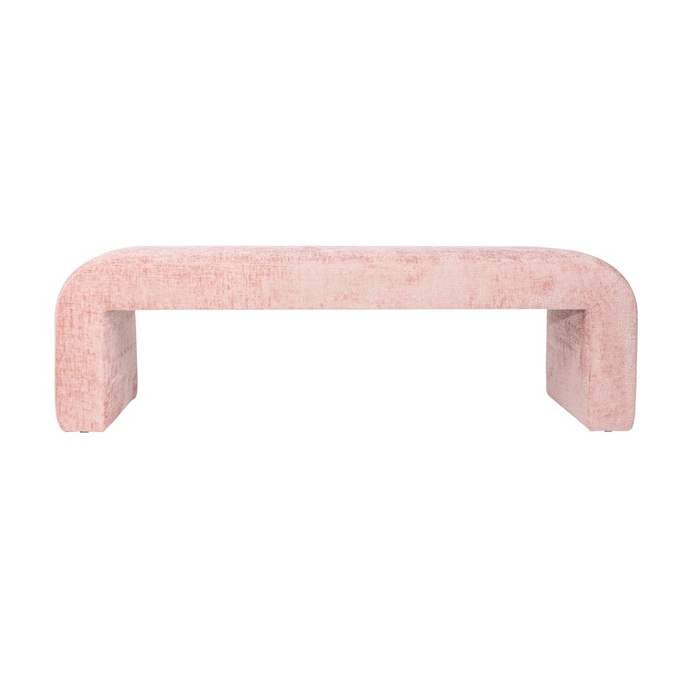 Sophia Modern Luxury Curved Upholstered Waterfall Jacquard Bench - Large. Picture 1
