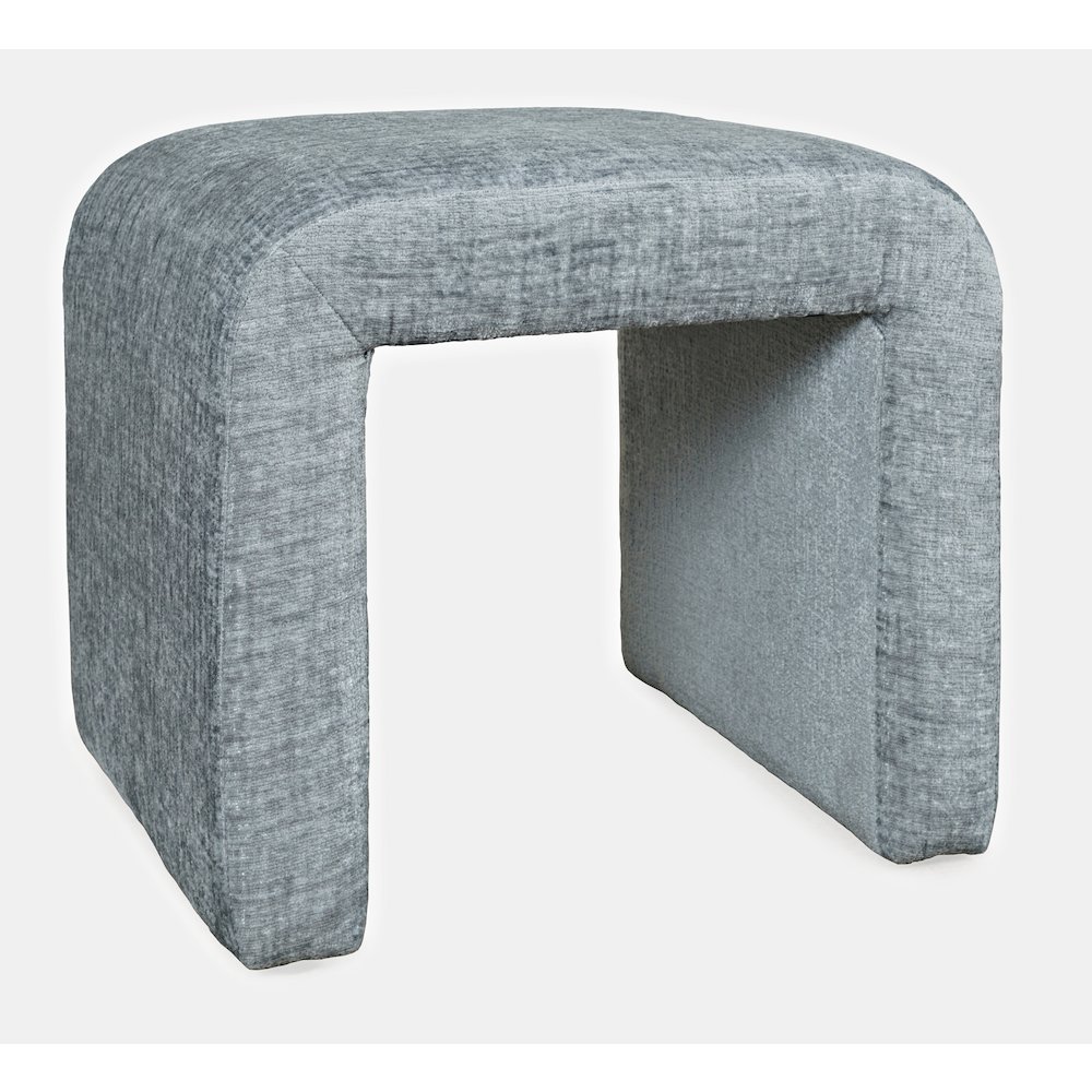 Modern Curved Upholstered Waterfall Jacquard Petite Ottoman Bench - Set of 2. Picture 2