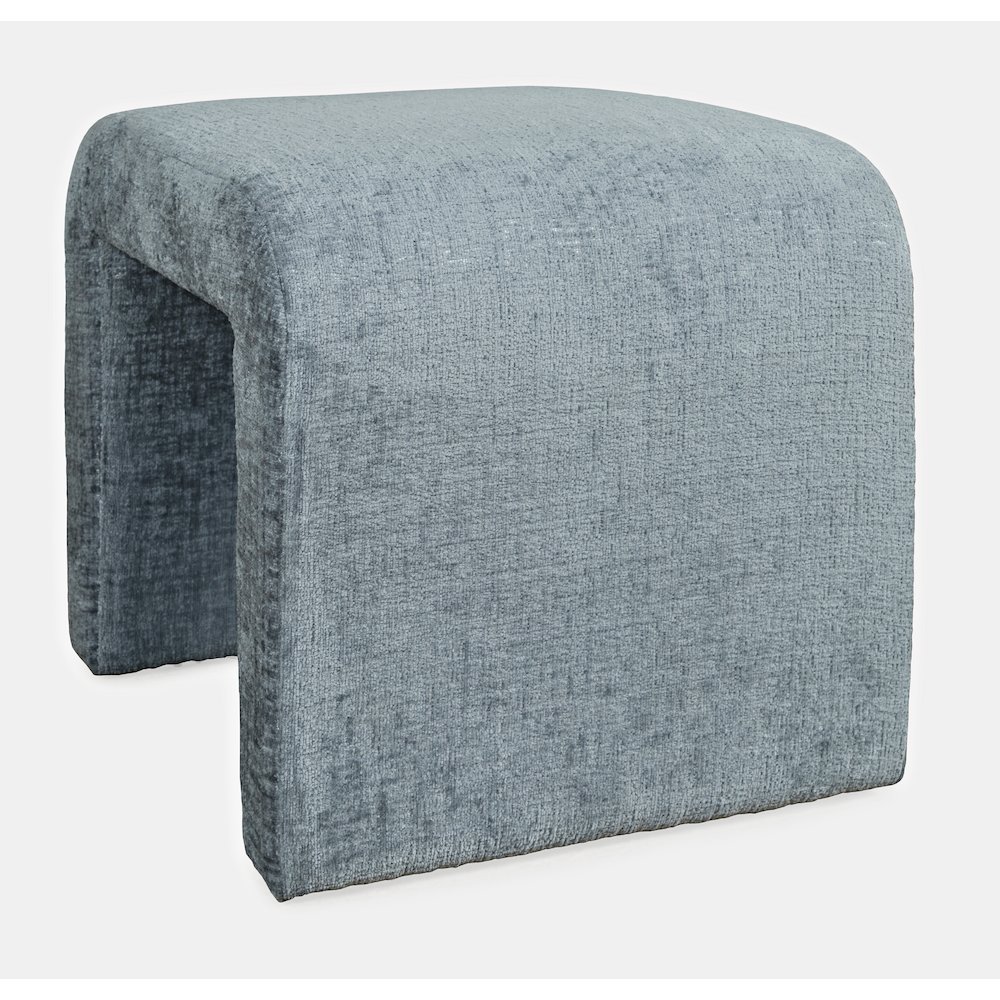 Modern Curved Upholstered Waterfall Jacquard Petite Ottoman Bench - Set of 2. Picture 4