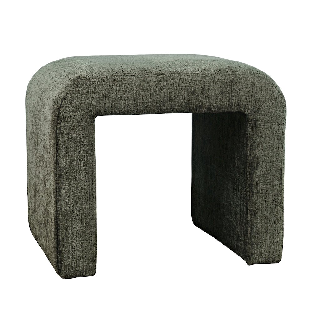 Modern Curved Upholstered Waterfall Jacquard Petite Ottoman Bench - Set of 2. Picture 2