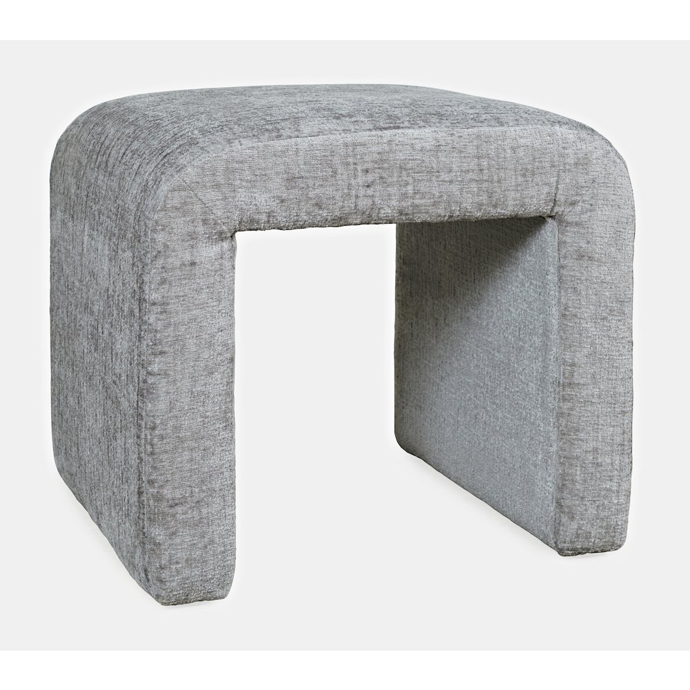 Modern Curved Upholstered Waterfall Jacquard Petite Ottoman Bench - Set of 2. Picture 3