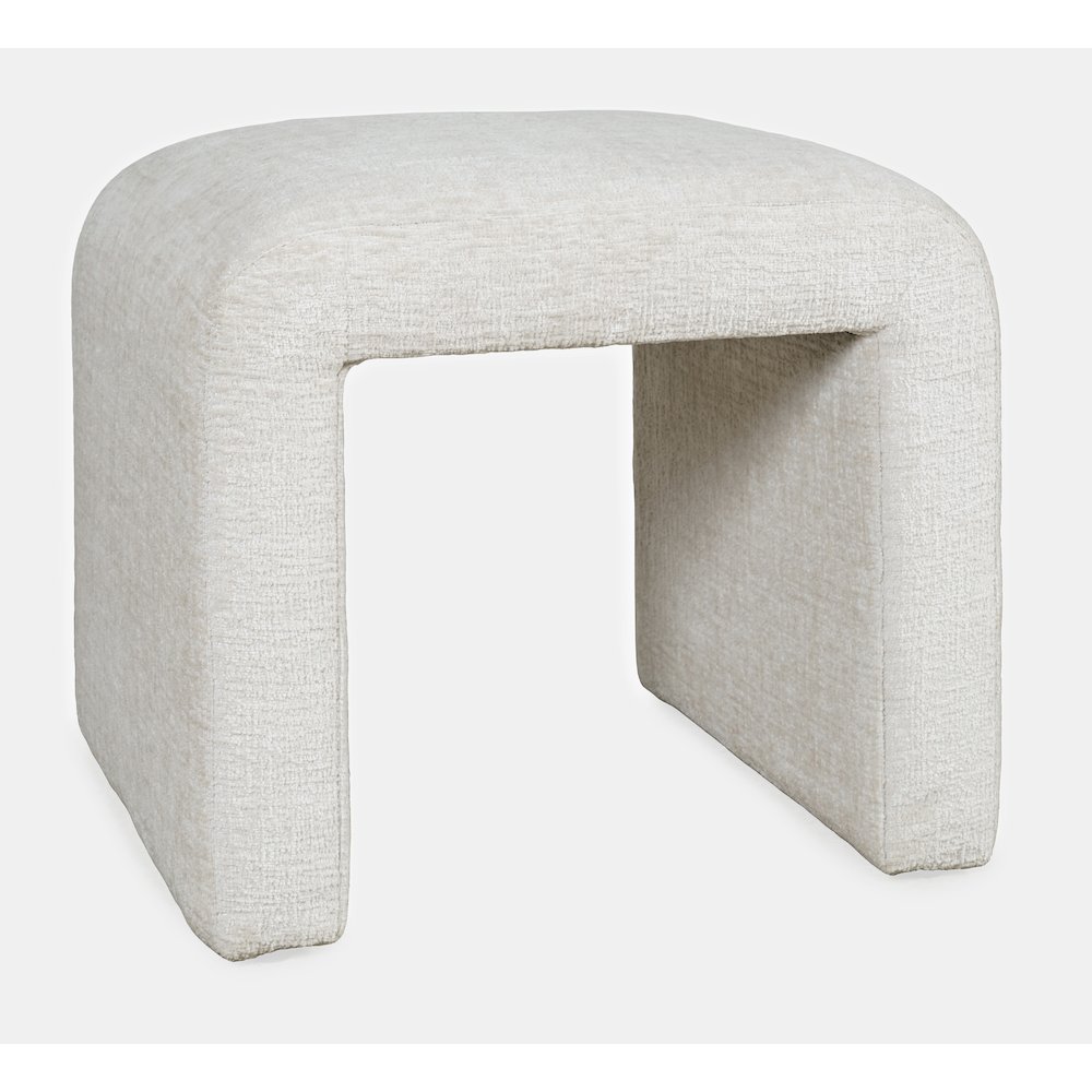Modern Curved Upholstered Waterfall Jacquard Petite Ottoman Bench - Set of 2. Picture 3