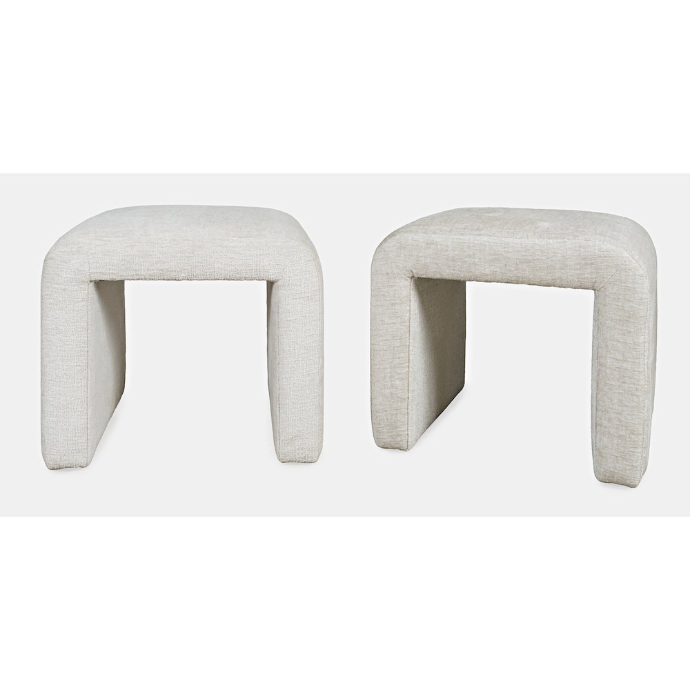 Modern Curved Upholstered Waterfall Jacquard Petite Ottoman Bench - Set of 2. Picture 8