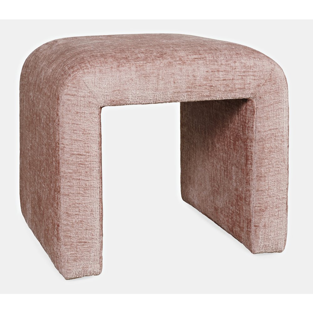 Modern Curved Upholstered Waterfall Jacquard Petite Ottoman Bench - Set of 2. Picture 2