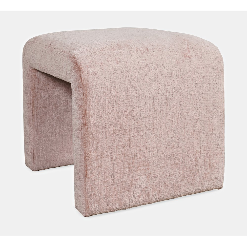 Modern Curved Upholstered Waterfall Jacquard Petite Ottoman Bench - Set of 2. Picture 4