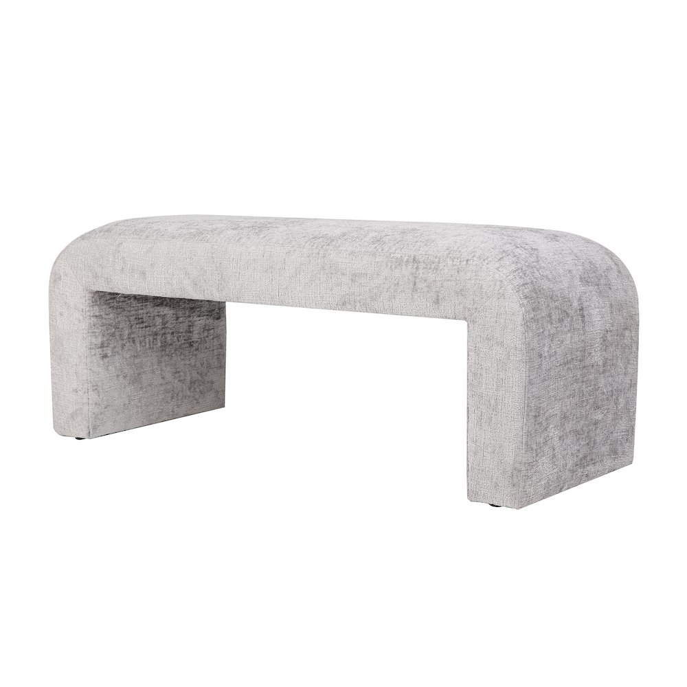 Sophia Modern Luxury Curved Upholstered Waterfall Jacquard Bench - Small. Picture 2