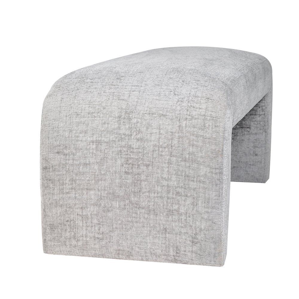 Sophia Modern Luxury Curved Upholstered Waterfall Jacquard Bench - Small. Picture 3