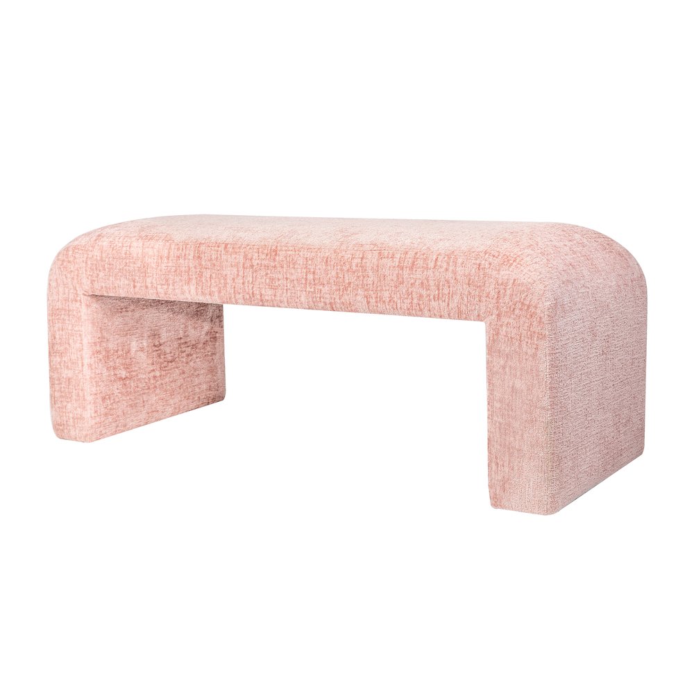 Sophia Modern Luxury Curved Upholstered Waterfall Jacquard Bench - Small. Picture 2