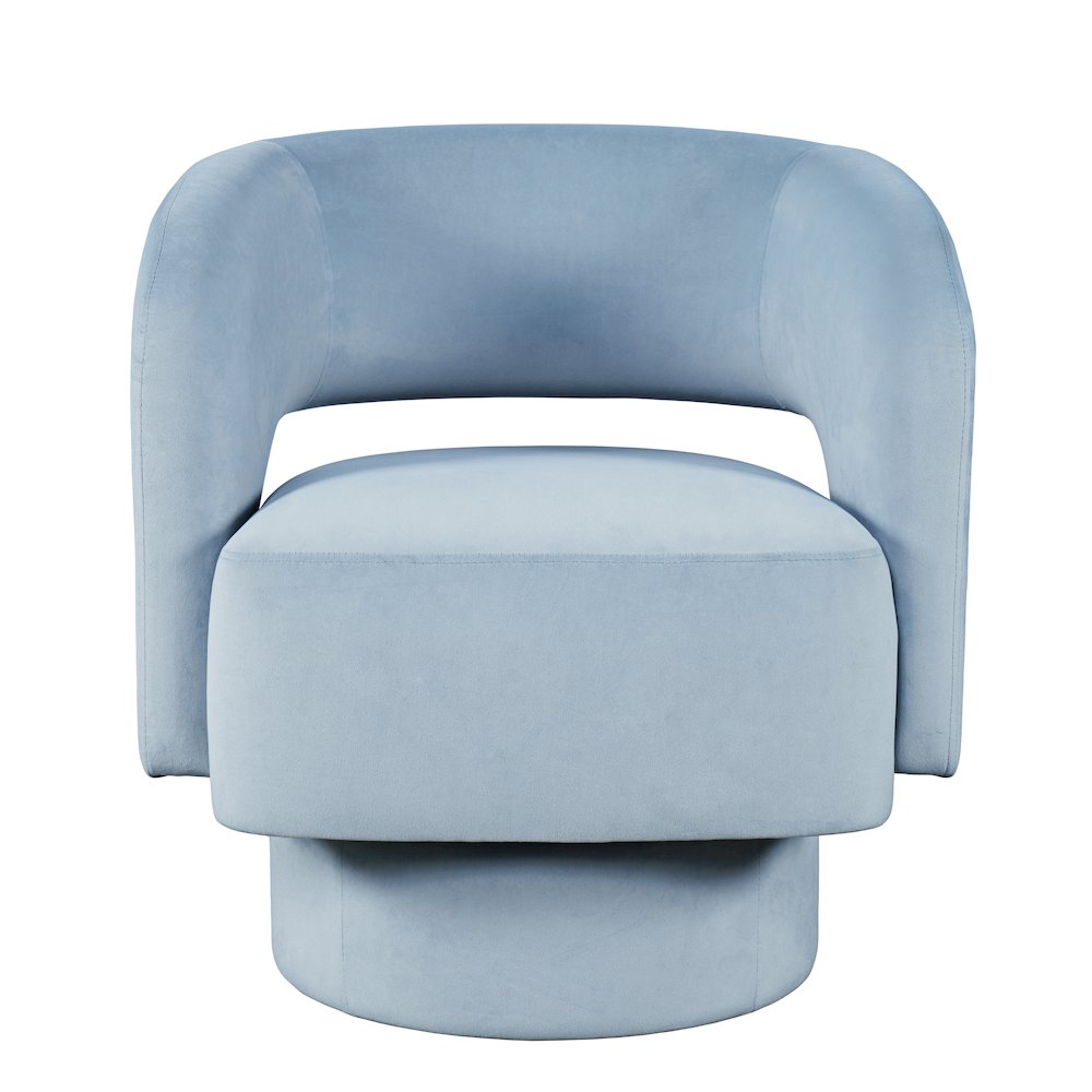 Mid-Century Modern Upholstered Split-Back Curved Sculpture Swivel Accent Chair. Picture 1
