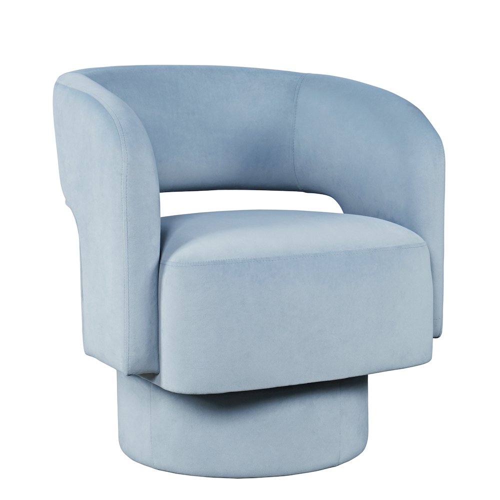 Mid-Century Modern Upholstered Split-Back Curved Sculpture Swivel Accent Chair. Picture 2
