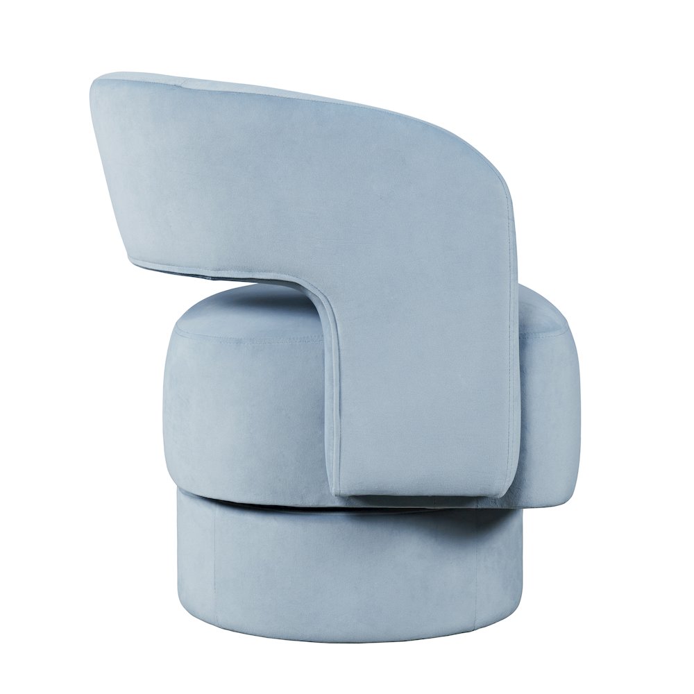 Mid-Century Modern Upholstered Split-Back Curved Sculpture Swivel Accent Chair. Picture 4