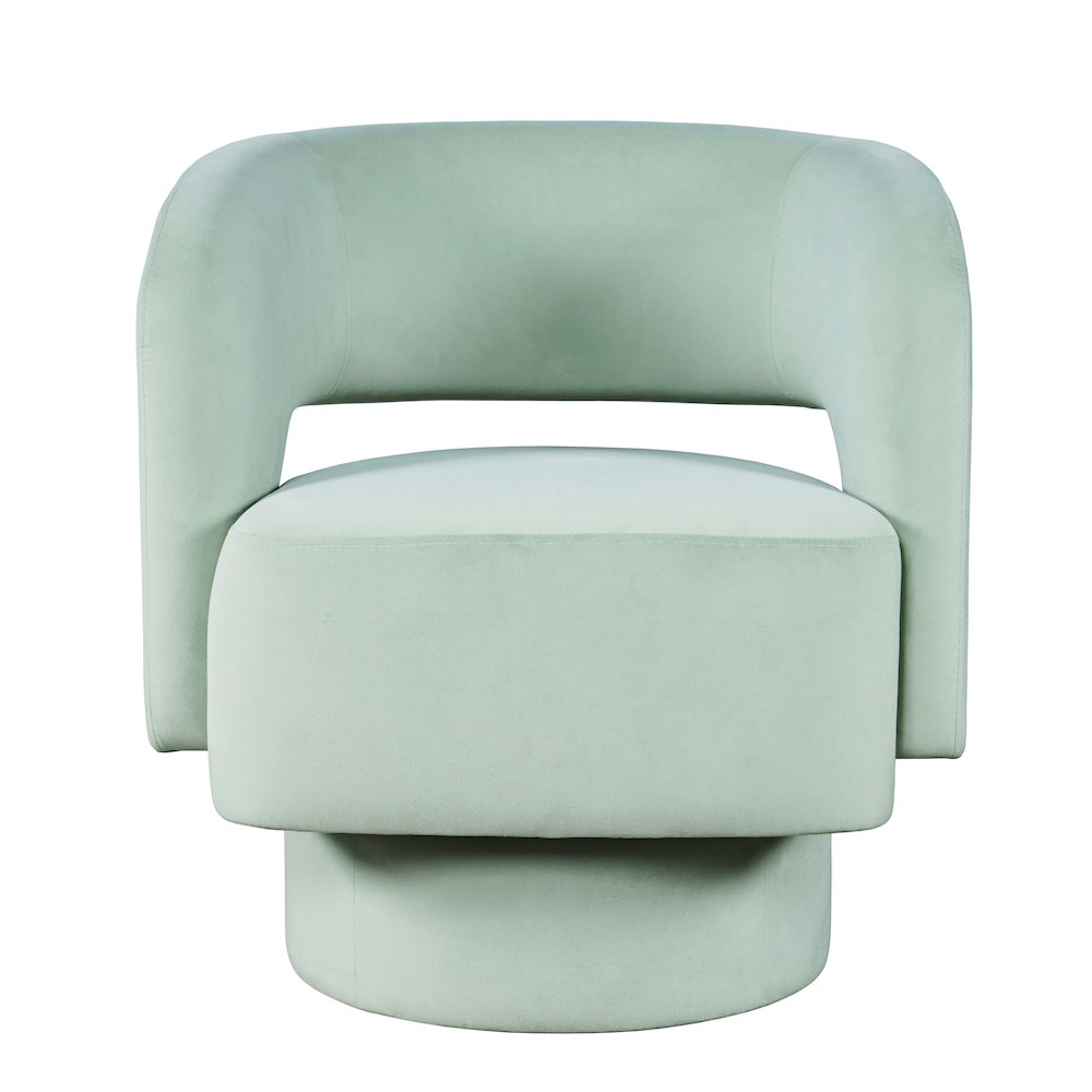 Mid-Century Modern Upholstered Split-Back Curved Sculpture Swivel Accent Chair. Picture 1