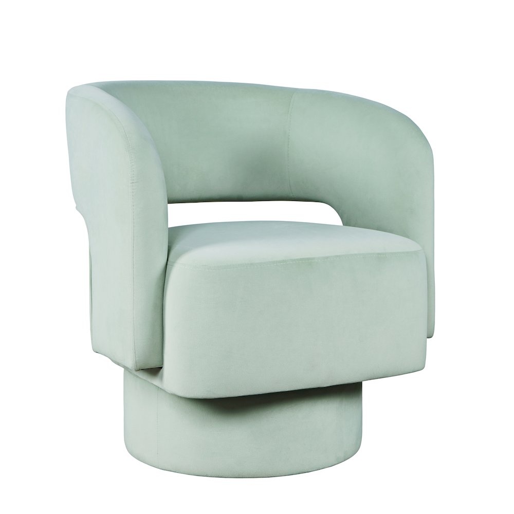 Mid-Century Modern Upholstered Split-Back Curved Sculpture Swivel Accent Chair. Picture 2