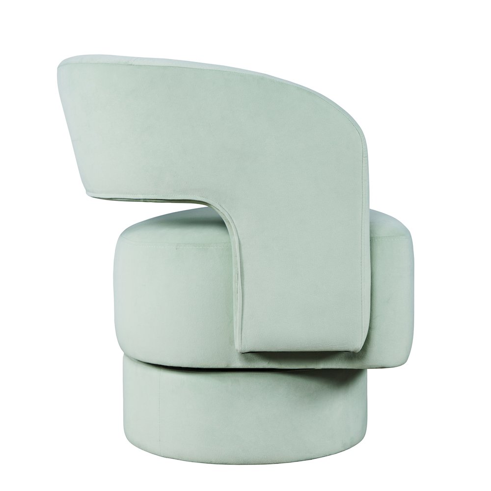 Mid-Century Modern Upholstered Split-Back Curved Sculpture Swivel Accent Chair. Picture 4