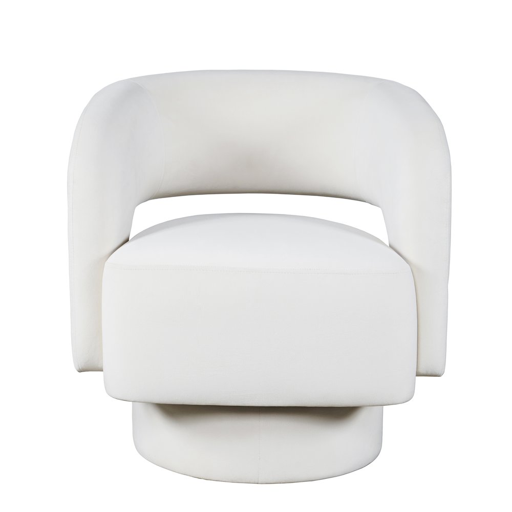 Mid-Century Modern Upholstered Split-Back Curved Sculpture Swivel Accent Chair. Picture 1