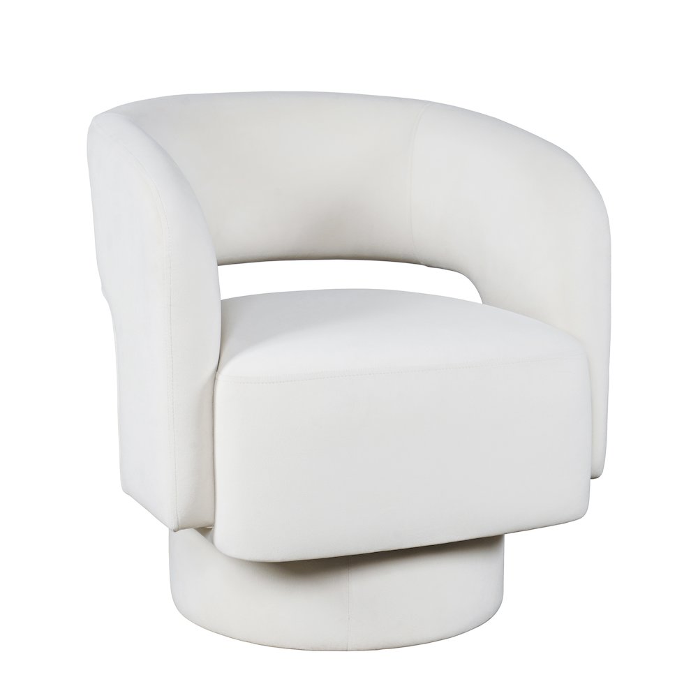 Mid-Century Modern Upholstered Split-Back Curved Sculpture Swivel Accent Chair. Picture 2