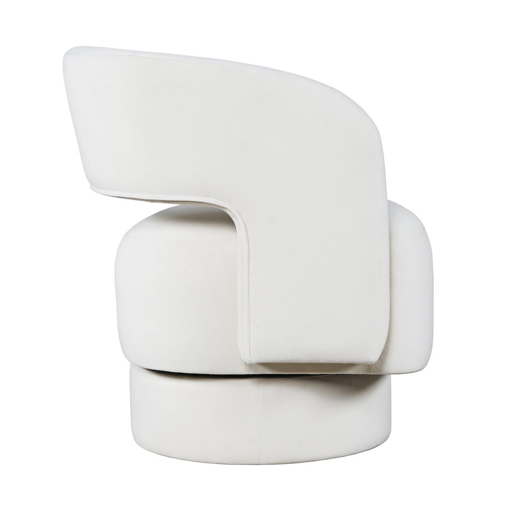 Mid-Century Modern Upholstered Split-Back Curved Sculpture Swivel Accent Chair. Picture 4