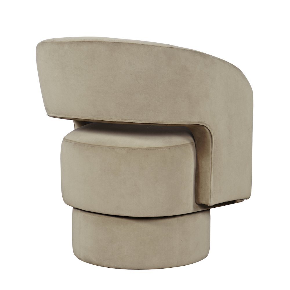 Mid-Century Modern Upholstered Split-Back Curved Sculpture Swivel Accent Chair. Picture 5
