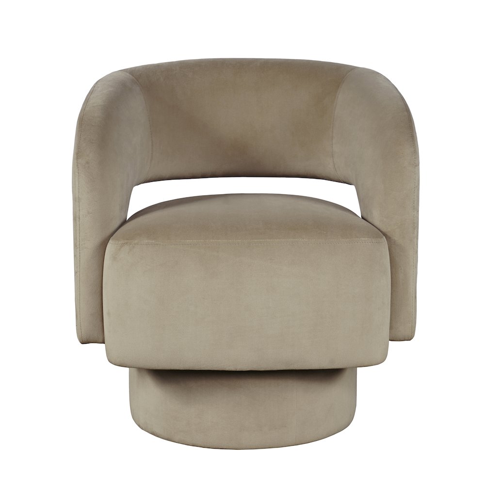Mid-Century Modern Upholstered Split-Back Curved Sculpture Swivel Accent Chair. Picture 1