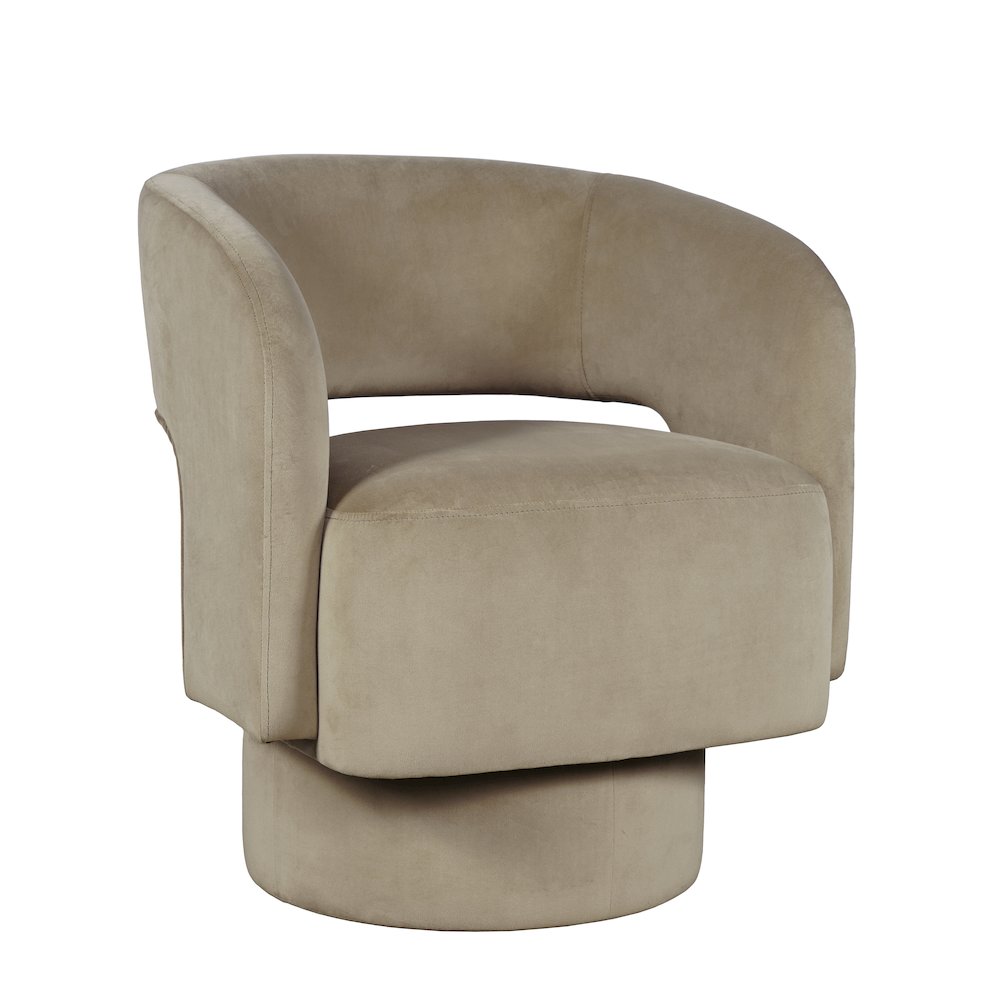 Mid-Century Modern Upholstered Split-Back Curved Sculpture Swivel Accent Chair. Picture 2