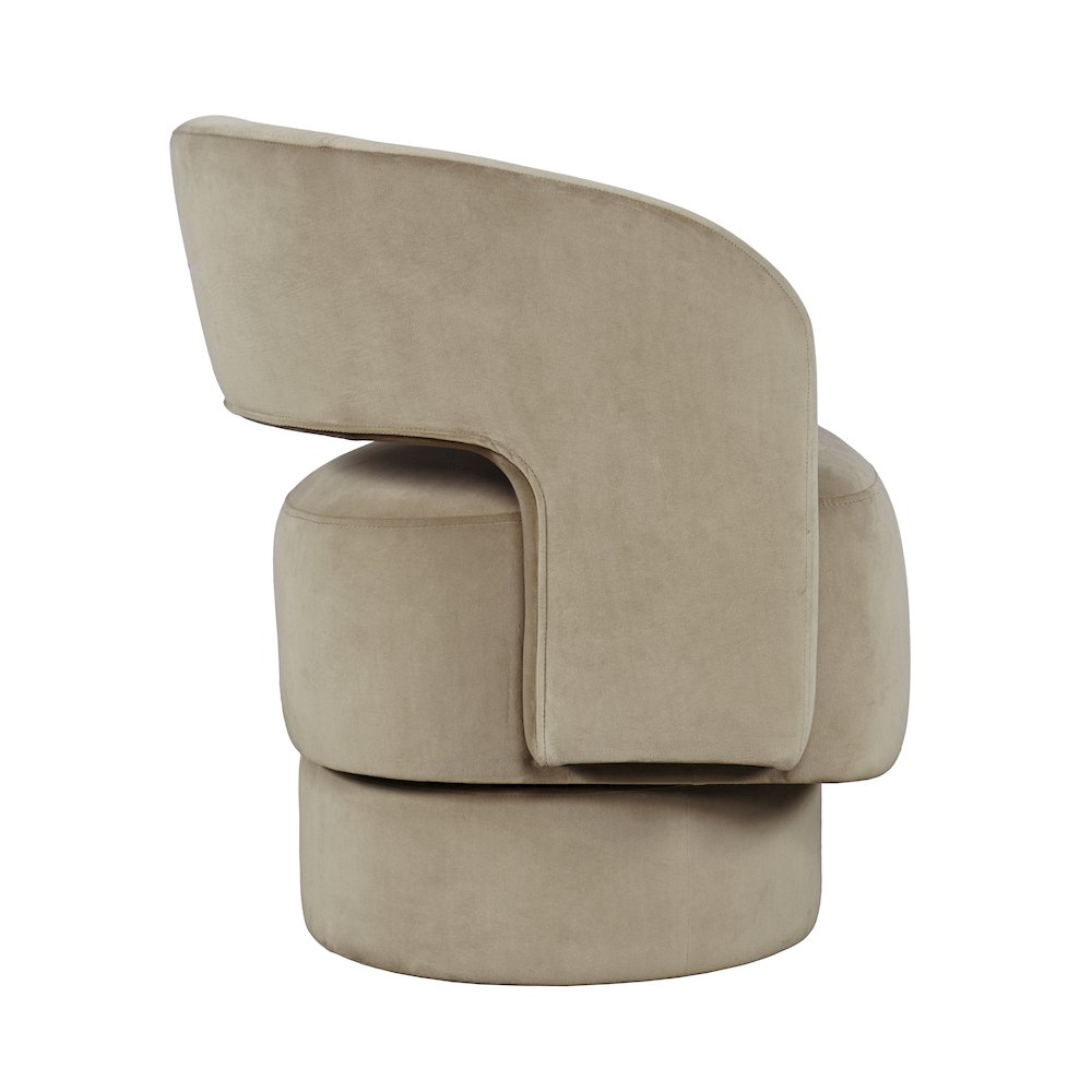 Mid-Century Modern Upholstered Split-Back Curved Sculpture Swivel Accent Chair. Picture 4