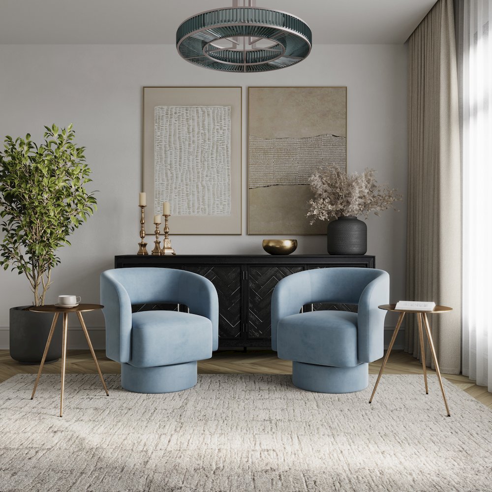 Mid-Century Modern Upholstered Split-Back Curved Sculpture Swivel Accent Chair. Picture 7